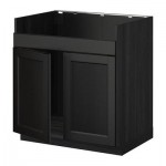 МЕТОД Напольн шкаф д двойн мойки ДУМШЁ - Лаксарби черно-коричневый, под дерево черный