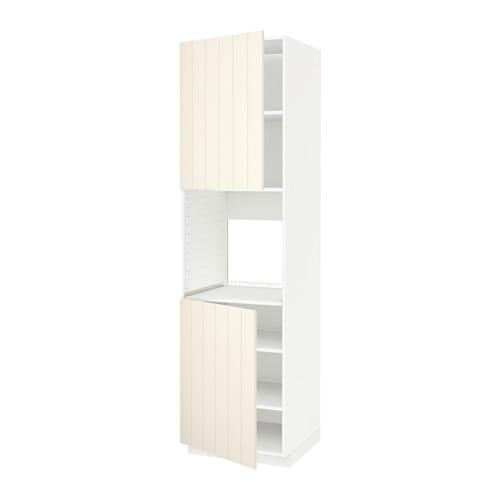 МЕТОД Высок шкаф д/духовки/2дверцы/полки - белый, Хитарп белый с оттенком, 60x60x220 см