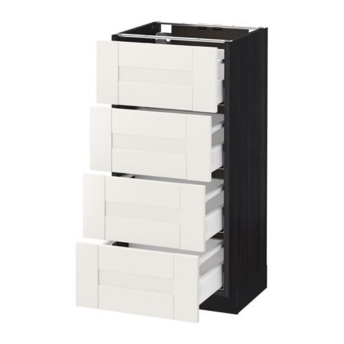 МЕТОД / МАКСИМЕРА Напольн шкаф 4 фронт панели/4 ящика - под дерево черный, Сэведаль белый, 40x37 см