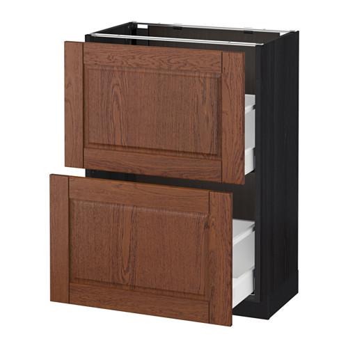 МЕТОД / МАКСИМЕРА Напольный шкаф с 2 ящиками - под дерево черный, Филипстад коричневый, 60x37 см