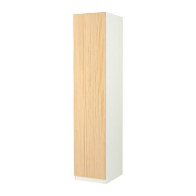 ПАКС Гардероб с 1 дверью - Оксволь сосновый шпон, белый, 50x60x236 см, плавно закрывающиеся петли
