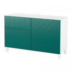 БЕСТО Комб для хран с дверц/ящ - белый/Халлставик сине-зеленый, направляющие ящика, плавно закр БЕСТО Комб для хран с дверц/ящ - белый/Халлставик сине-зеленый, направляющие ящика, плавно закр