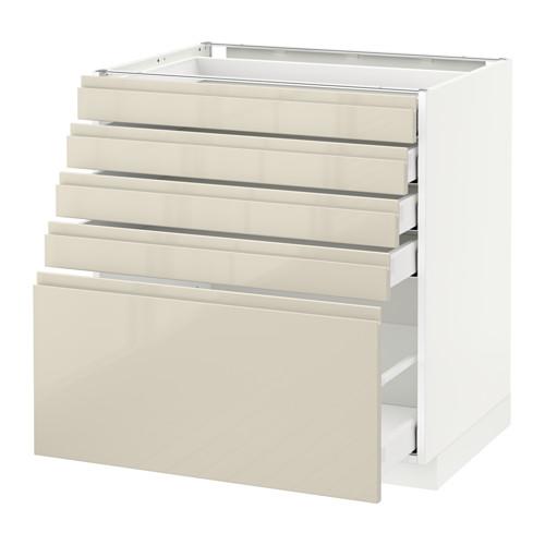 МЕТОД / МАКСИМЕРА Напольный шкаф с 5 ящиками - белый, Воксторп глянцевый светло-бежевый, 80x60 см МЕТОД / МАКСИМЕРА Напольный шкаф с 5 ящиками - белый, Воксторп глянцевый светло-бежевый, 80x60 см