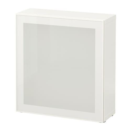 БЕСТО Стеллаж со стеклянн дверью - белый/Глассвик белый/матовое стекло