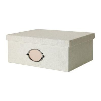 КВАРНВИК Коробка с крышкой - белый, 38x29x15 см