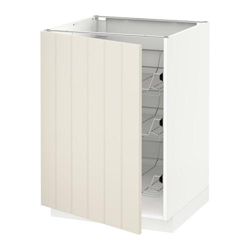 МЕТОД Напольный шкаф с проволочн ящиками - белый, Хитарп белый с оттенком, 60x60 см