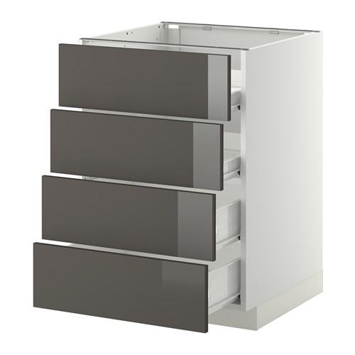МЕТОД / ФОРВАРА Напольн шкаф 4 фронт панели/4 ящика - белый, Рингульт глянцевый серый, 60x60 см МЕТОД / ФОРВАРА Напольн шкаф 4 фронт панели/4 ящика - белый, Рингульт глянцевый серый, 60x60 см
