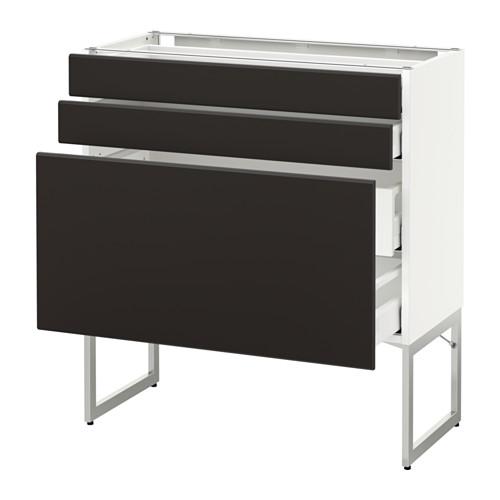 МЕТОД / МАКСИМЕРА Напольн шкаф 3фронт пнл/2низ/2ср ящ - белый, Кунгсбакка антрацит, 80x37x60 см МЕТОД / МАКСИМЕРА Напольн шкаф 3фронт пнл/2низ/2ср ящ - белый, Кунгсбакка антрацит, 80x37x60 см
