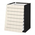 МЕТОД / МАКСИМЕРА Наполн шкаф 8 фронт/8 низк ящиков - под дерево черный, Хитарп белый с оттенком, 60x60 см МЕТОД / МАКСИМЕРА Наполн шкаф 8 фронт/8 низк ящиков - под дерево черный, Хитарп белый с оттенком, 60x60 см