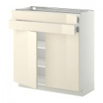 МЕТОД / ФОРВАРА Напольный шкаф/2дверцы/2ящика - Рингульт глянцевый кремовый, белый МЕТОД / ФОРВАРА Напольный шкаф/2дверцы/2ящика - Рингульт глянцевый кремовый, белый
