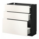 МЕТОД / ФОРВАРА Напольный шкаф с 3 ящиками - 80x37 см, Веддинге белый, под дерево черный МЕТОД / ФОРВАРА Напольный шкаф с 3 ящиками - 80x37 см, Веддинге белый, под дерево черный