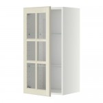 METOD навесной шкаф с полками/стекл дв белый/Будбин белый с оттенком 40x38.9x80 cm