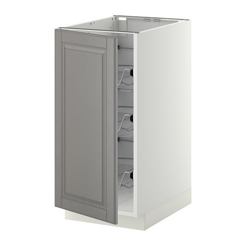 МЕТОД Напольный шкаф с проволочн ящиками - белый, Будбин серый, 40x60 см