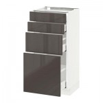 МЕТОД / МАКСИМЕРА Напольн шкаф 4 фронт панели/4 ящика - 40x37 см, Рингульт глянцевый серый, белый МЕТОД / МАКСИМЕРА Напольн шкаф 4 фронт панели/4 ящика - 40x37 см, Рингульт глянцевый серый, белый