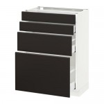 МЕТОД / МАКСИМЕРА Напольн шкаф 4 фронт панели/4 ящика - белый, Кунгсбакка антрацит, 60x37 см МЕТОД / МАКСИМЕРА Напольн шкаф 4 фронт панели/4 ящика - белый, Кунгсбакка антрацит, 60x37 см