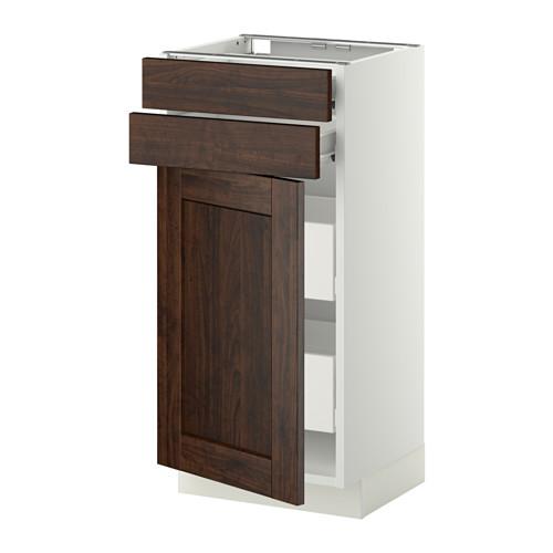 МЕТОД / ФОРВАРА Нплн шк двр/2фрнт/2нзк/2срд ящ - белый, Эдсерум под дерево коричневый, 40x37 см