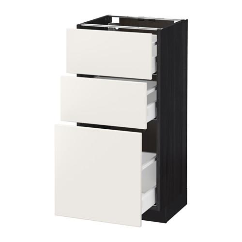 МЕТОД / МАКСИМЕРА Напольный шкаф с 3 ящиками - под дерево черный, Веддинге белый, 40x37 см