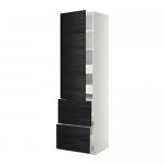 МЕТОД / МАКСИМЕРА Высокий шкаф+полки/4 ящика/2дверцы - белый, Тингсрид под дерево черный, 60x60x220 см