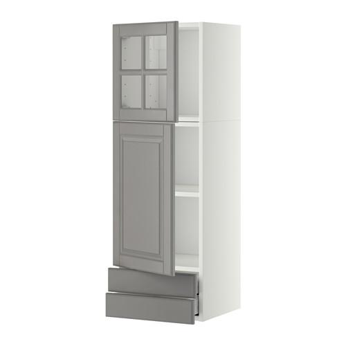 МЕТОД / МАКСИМЕРА Навесной шкаф/дв/стек дв/2 ящ - белый, Будбин серый