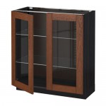 МЕТОД Напольный шкаф с 2 стекл дверцами - под дерево черный, 80x37x80 см