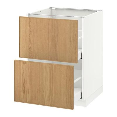 МЕТОД / МАКСИМЕРА Напольн шкаф 2фрнт/2выс ящ - 60x60 см, белый, Экестад дуб МЕТОД / МАКСИМЕРА Напольн шкаф 2фрнт/2выс ящ - 60x60 см, белый, Экестад дуб