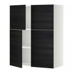 МЕТОД Навесной шкаф с полками/4дверцы - белый, Тингсрид под дерево черный