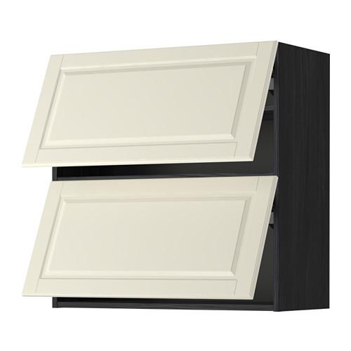 МЕТОД Навесной шкаф/2 дверцы, горизонтал - под дерево черный, Будбин белый с оттенком, 80x80 см