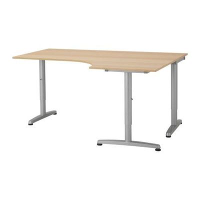 Ikea Galant Corner Desk Beech Veneer Adjustable Height w/ T Legs & File Cabinet