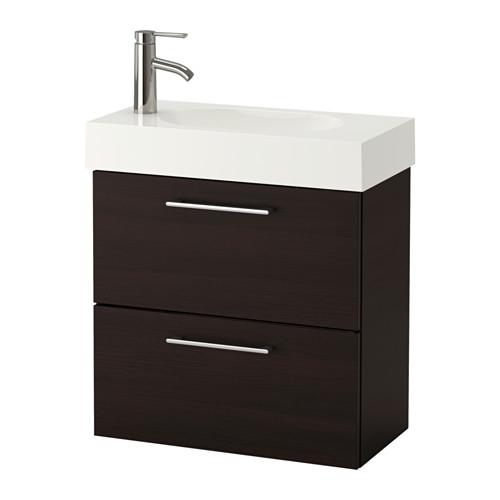 ГОДМОРГОН / БРОВИКЕН Шкаф для раковины с 2 ящ - черно-коричневый