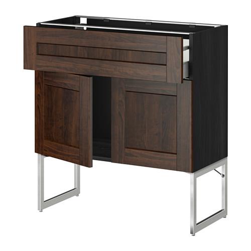 МЕТОД / МАКСИМЕРА Напол шкаф/полки/ящик/2двери - под дерево черный, Эдсерум под дерево коричневый, 80x37x60 см