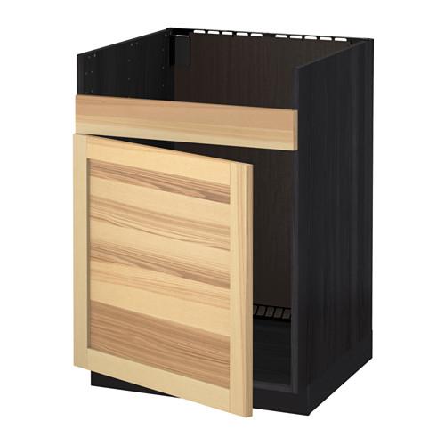 МЕТОД Нплн шкаф для одинарн мойки ДУМШЁ - под дерево черный, Торхэмн естественный ясень