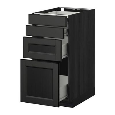 МЕТОД / ФОРВАРА Напольн шкаф 4 фронт панели/4 ящика - 40x60 см, Лаксарби черно-коричневый, под дерево черный МЕТОД / ФОРВАРА Напольн шкаф 4 фронт панели/4 ящика - 40x60 см, Лаксарби черно-коричневый, под дерево черный