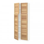 МЕТОД Высокий шкаф с полками/4 дверцы - белый, Торхэмн естественный ясень, 80x37x200 см МЕТОД Высокий шкаф с полками/4 дверцы - белый, Торхэмн естественный ясень, 80x37x200 см