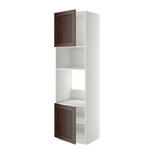 МЕТОД Выс шкаф д/духовки/СВЧ/2 дв/полки - белый, Эдсерум под дерево коричневый, 60x60x220 см МЕТОД Выс шкаф д/духовки/СВЧ/2 дв/полки - белый, Эдсерум под дерево коричневый, 60x60x220 см