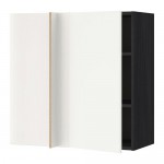 МЕТОД Угловой навесной шкаф с полками - под дерево черный, Хэггеби белый, 88x37x80 см