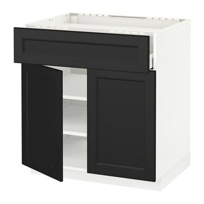 МЕТОД / МАКСИМЕРА Нплн шк д/врч пнл/ящ/плк/2дв - 80x60 см, Лаксарби черно-коричневый, белый