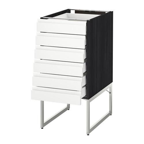 МЕТОД / МАКСИМЕРА Напольн шкаф 6фронт пнл/6 низ ящ - под дерево черный, Воксторп белый, 40x60x60 см МЕТОД / МАКСИМЕРА Напольн шкаф 6фронт пнл/6 низ ящ - под дерево черный, Воксторп белый, 40x60x60 см