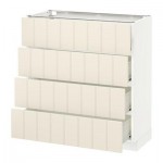 МЕТОД / ФОРВАРА Напольн шкаф 4 фронт панели/4 ящика - 80x37 см, Хитарп белый с оттенком, белый