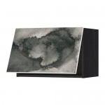 МЕТОД Горизонтальный навесной шкаф - под дерево черный, Кальвиа с печатным рисунком, 60x40 см