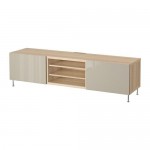 БЕСТО Тумба д/ТВ с ящиками - под беленый дуб глянцевый/бежевый, направляющие ящика,нажимные