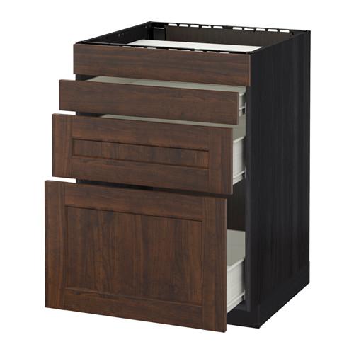 МЕТОД / ФОРВАРА Нап шкаф д/духовки/4фасада/3ящика - под дерево черный, Эдсерум под дерево коричневый, 60x60 см МЕТОД / ФОРВАРА Нап шкаф д/духовки/4фасада/3ящика - под дерево черный, Эдсерум под дерево коричневый, 60x60 см