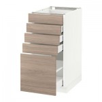 МЕТОД / МАКСИМЕРА Напольный шкаф с 5 ящиками - 40x60 см, Брокхульт под грецкий орех светло-серый, белый