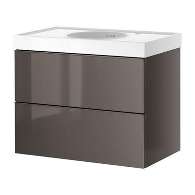 ГОДМОРГОН/ВИТВИКЕН Шкаф для раковины с 2 ящ - глянцевый серый, 60x48x66 см