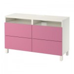 БЕСТО Тумба д/ТВ с ящиками - белый/Лаппвикен розовый, направляющие ящика, плавно закр БЕСТО Тумба д/ТВ с ящиками - белый/Лаппвикен розовый, направляющие ящика, плавно закр