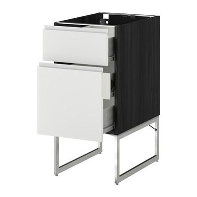 МЕТОД / ФОРВАРА Наполн шк 2 фрнт/3 средн ящ - 40x60x60 см, Нодста белый/алюминий, под дерево черный