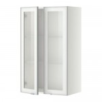МЕТОД Навесной шкаф с полками/2 стекл дв - белый, Ютис матовое стекло/алюминий, 60x100 см МЕТОД Навесной шкаф с полками/2 стекл дв - белый, Ютис матовое стекло/алюминий, 60x100 см