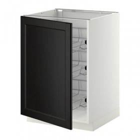 МЕТОД Напольный шкаф с проволочн ящиками - 60x60 см, Лаксарби черно-коричневый, белый