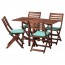 ЭПЛАРО Стол+4 складных стула, д/сада - Эпларо коричневая морилка/Нэстон зеленый