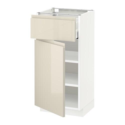 МЕТОД / МАКСИМЕРА Напольный шкаф с ящиком/дверью - белый, Воксторп глянцевый светло-бежевый, 40x37 см МЕТОД / МАКСИМЕРА Напольный шкаф с ящиком/дверью - белый, Воксторп глянцевый светло-бежевый, 40x37 см