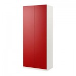 ПАКС Гардероб 2-дверный - Танем красный, белый, 100x37x236 см, плавно закрывающиеся петли